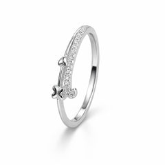 925 Sterling Silver Butterfly & Heart Crystal Ring