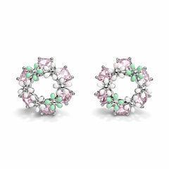 925 Sterling Silver Floral Wreath Stud Earrings