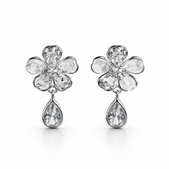 925 Sterling Silver Crystal Blossom Drop Earrings