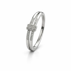 925 Sterling Silver Double Band Crystal Bar Ring