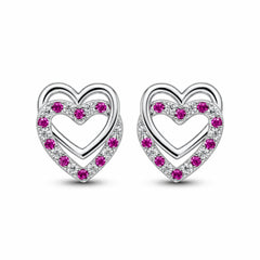 925 Sterling Silver Double Heart Stud