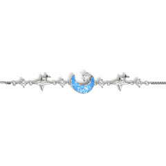 925 Sterling Silver Blue Moon & Star Crystal Bracelet