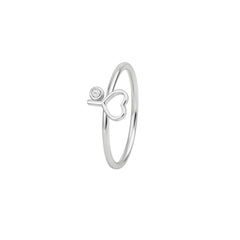 925 Sterling Silver Open Heart Solitaire Ring