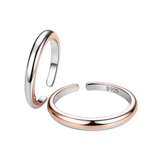 925 Sterling Silver Dual Tone Classic Plain Adjustable Ring