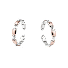 925 Sterling Silver Dual Tone Oval Chain Link Adjustable Ring