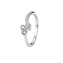 925 Sterling Silver Butterfly Leaf Crystal Ring
