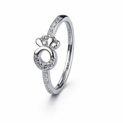925 Sterling Silver Crown Halo Ring with Crystal Stones for Women