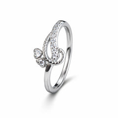 925 Sterling Silver Butterfly Twist Ring with Crystal Stones for Women