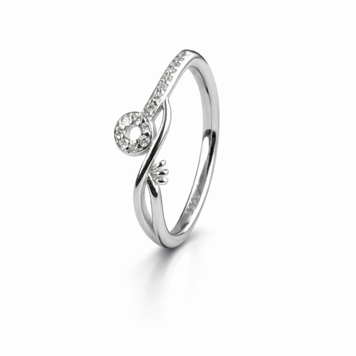925 Sterling Silver Floral Halo Twist Ring