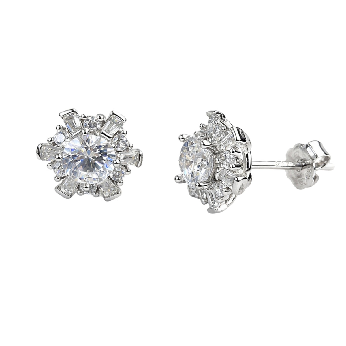 925 Silver Round Cluster Stud