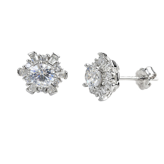 925 Silver Round Cluster Stud