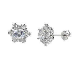 925 Silver Round Cluster Stud