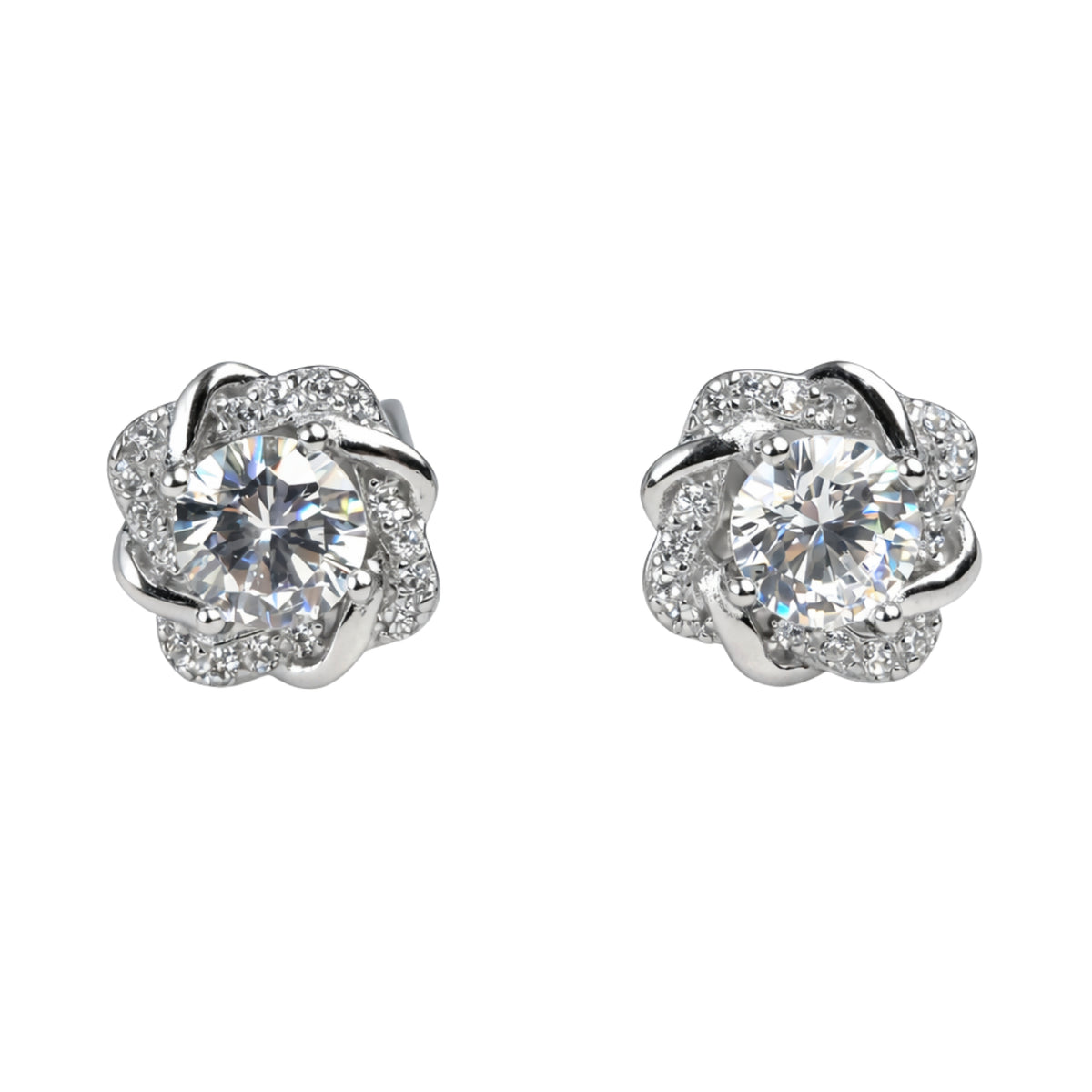 925 Silver Floral Halo Stud