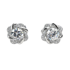 925 Silver Floral Halo Stud