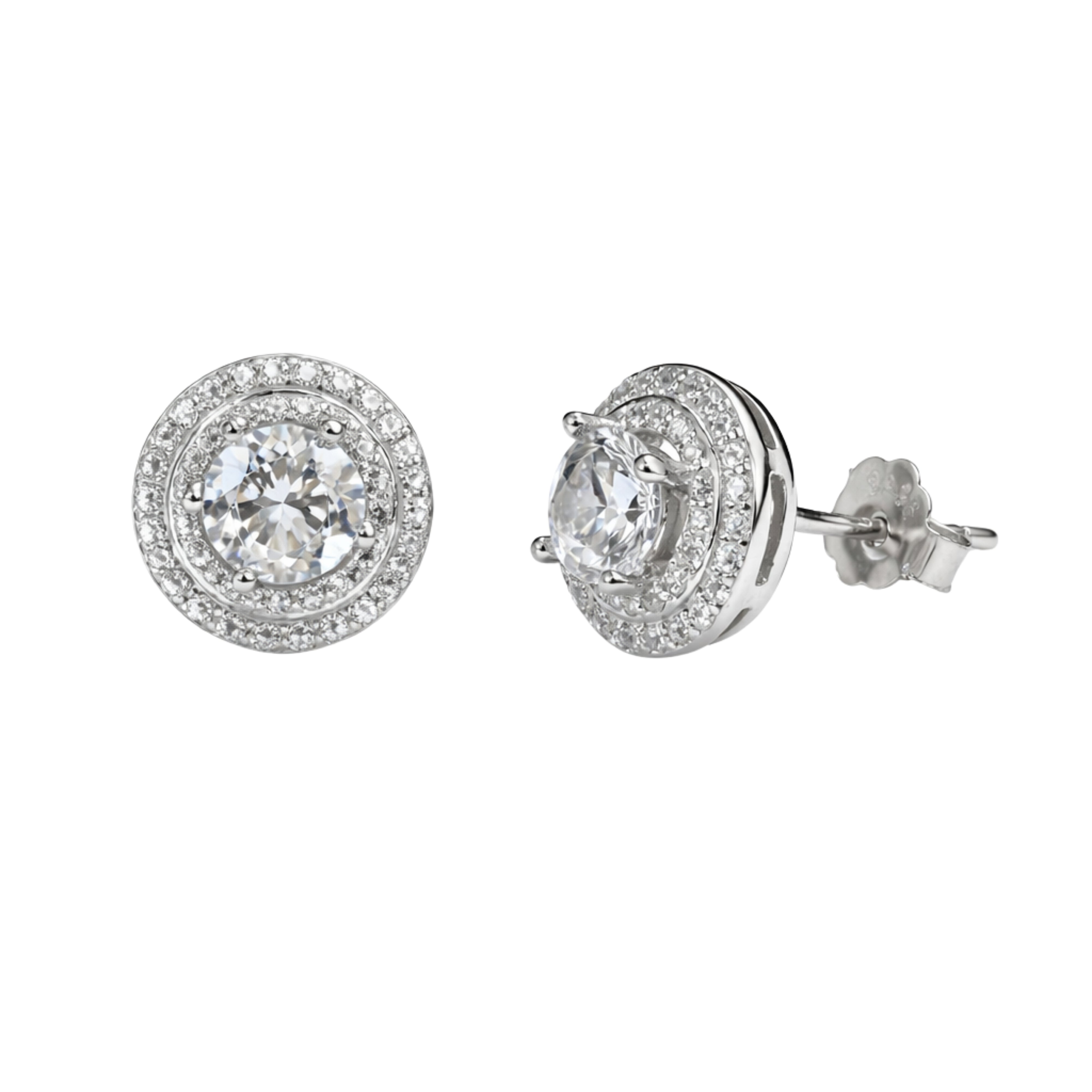 925 Silver Double Halo Stud