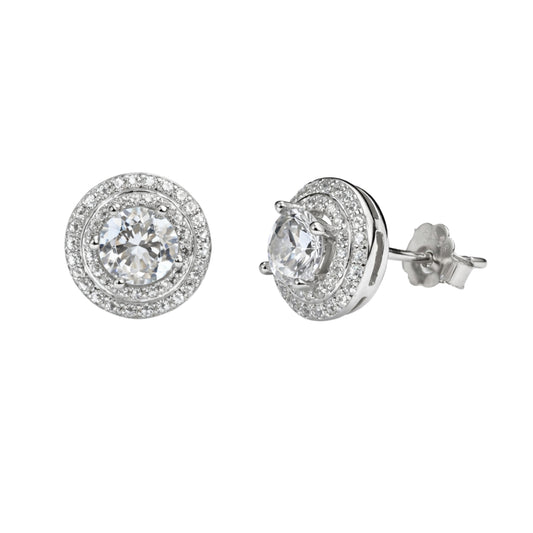 925 Silver Double Halo Stud