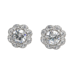 925 Silver Floral Halo Stud