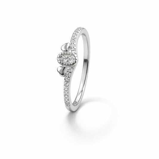 925 Sterling Silver Oval Floral Ring with Crystal Stones