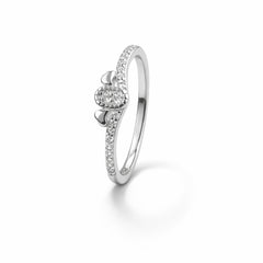 925 Sterling Silver Oval Floral Ring with Crystal Stones