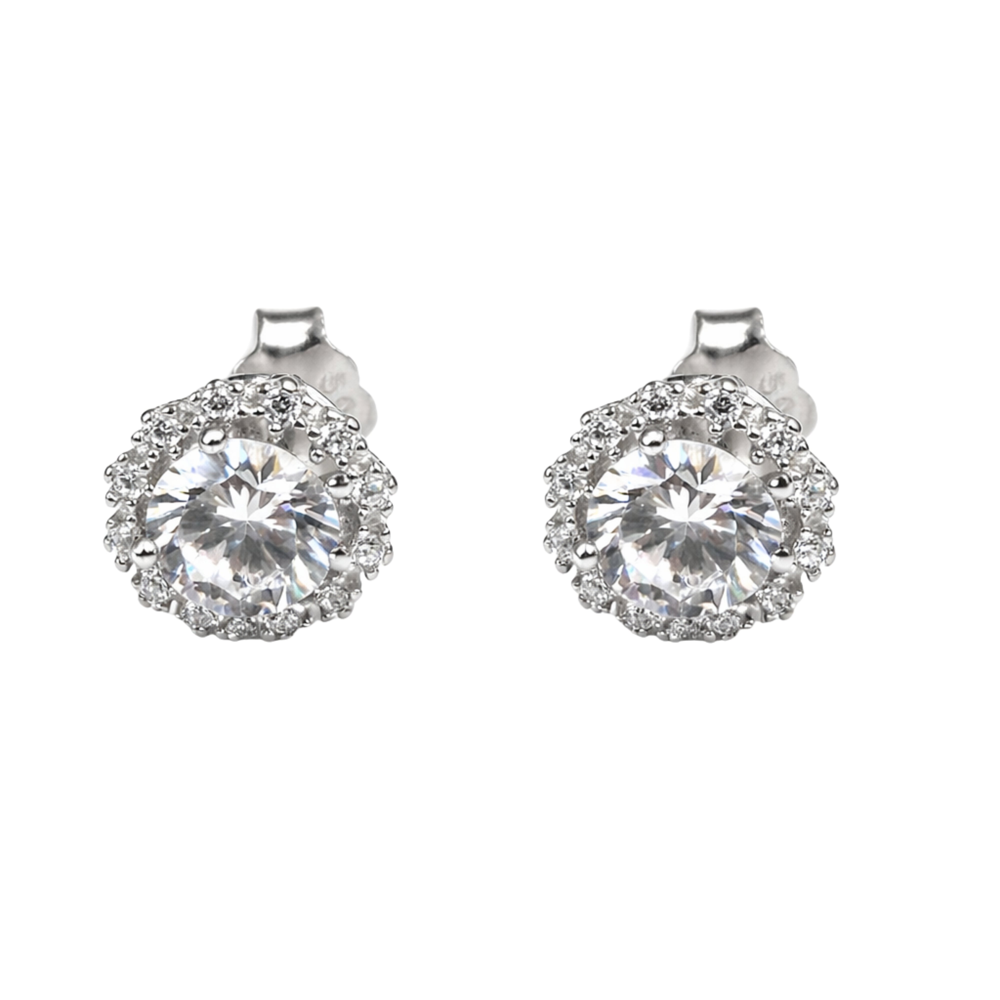 925 Silver Round Halo Stud