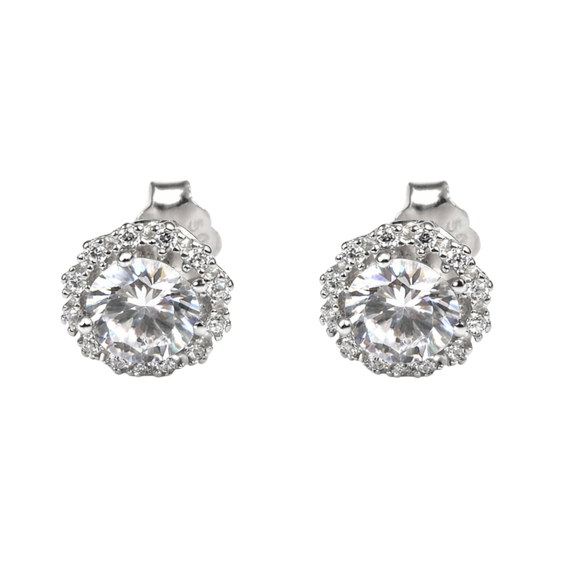 925 Silver Round Halo Stud