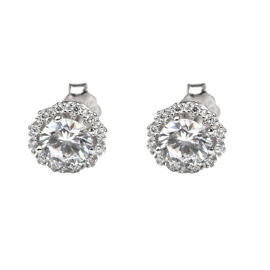 925 Silver Round Halo Stud