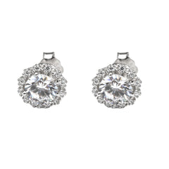 925 Silver Round Halo Stud