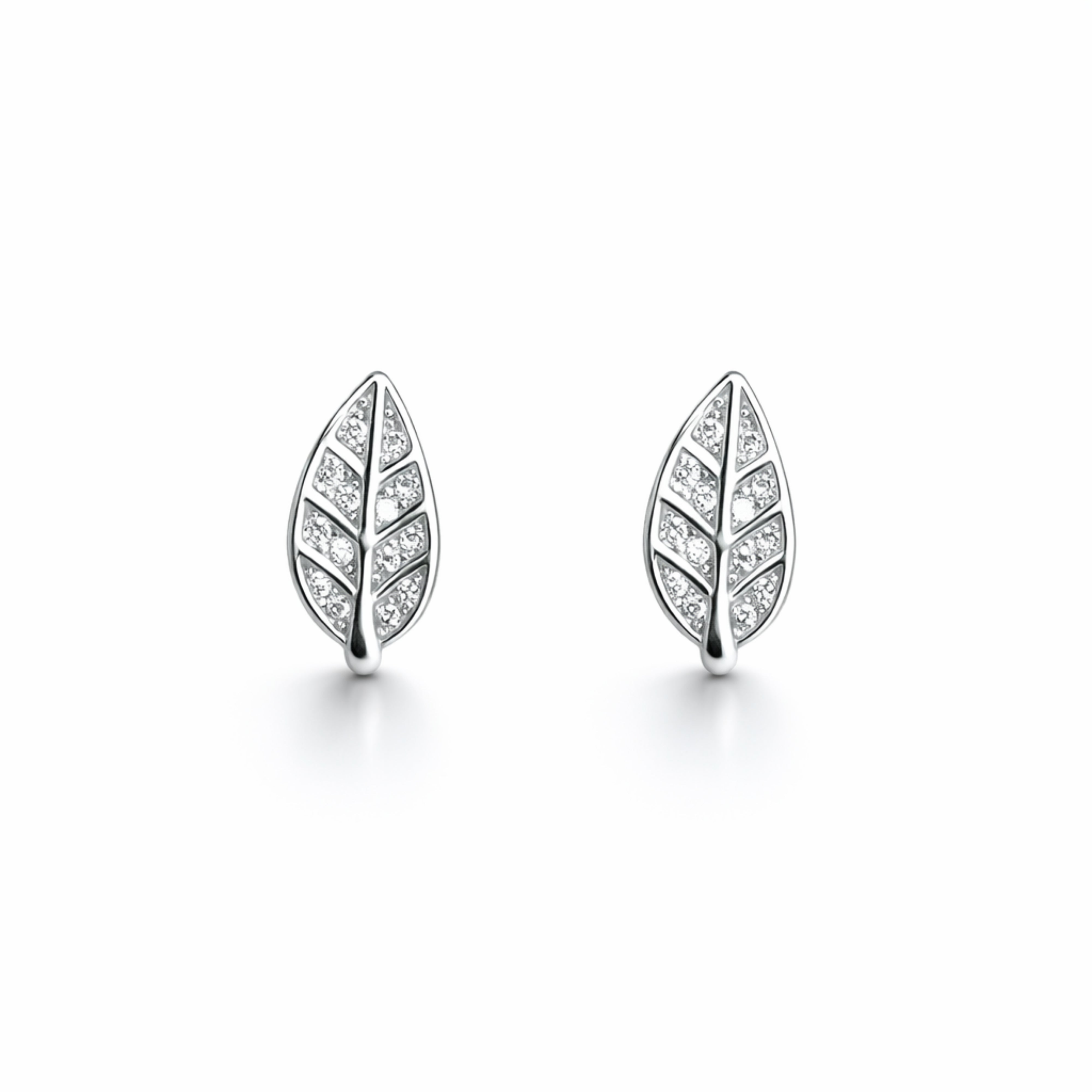 925 Sterling Silver Leaf Stud