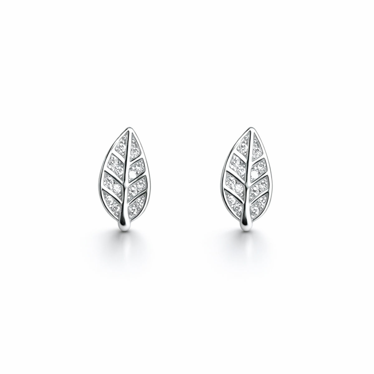925 Sterling Silver Leaf Stud