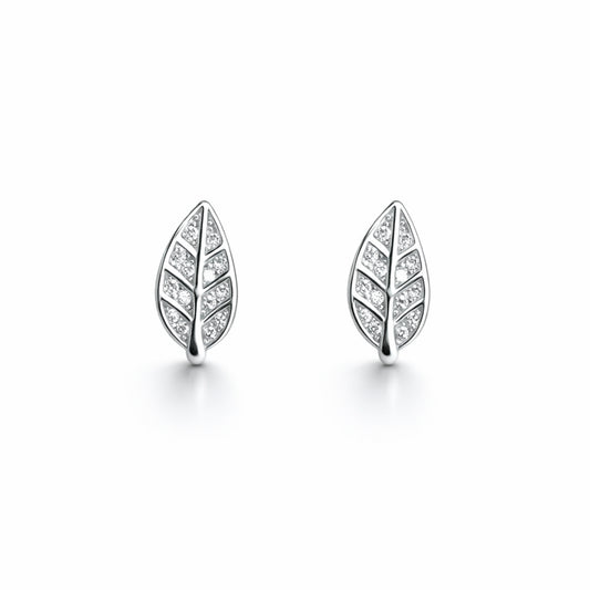 925 Sterling Silver Leaf Stud
