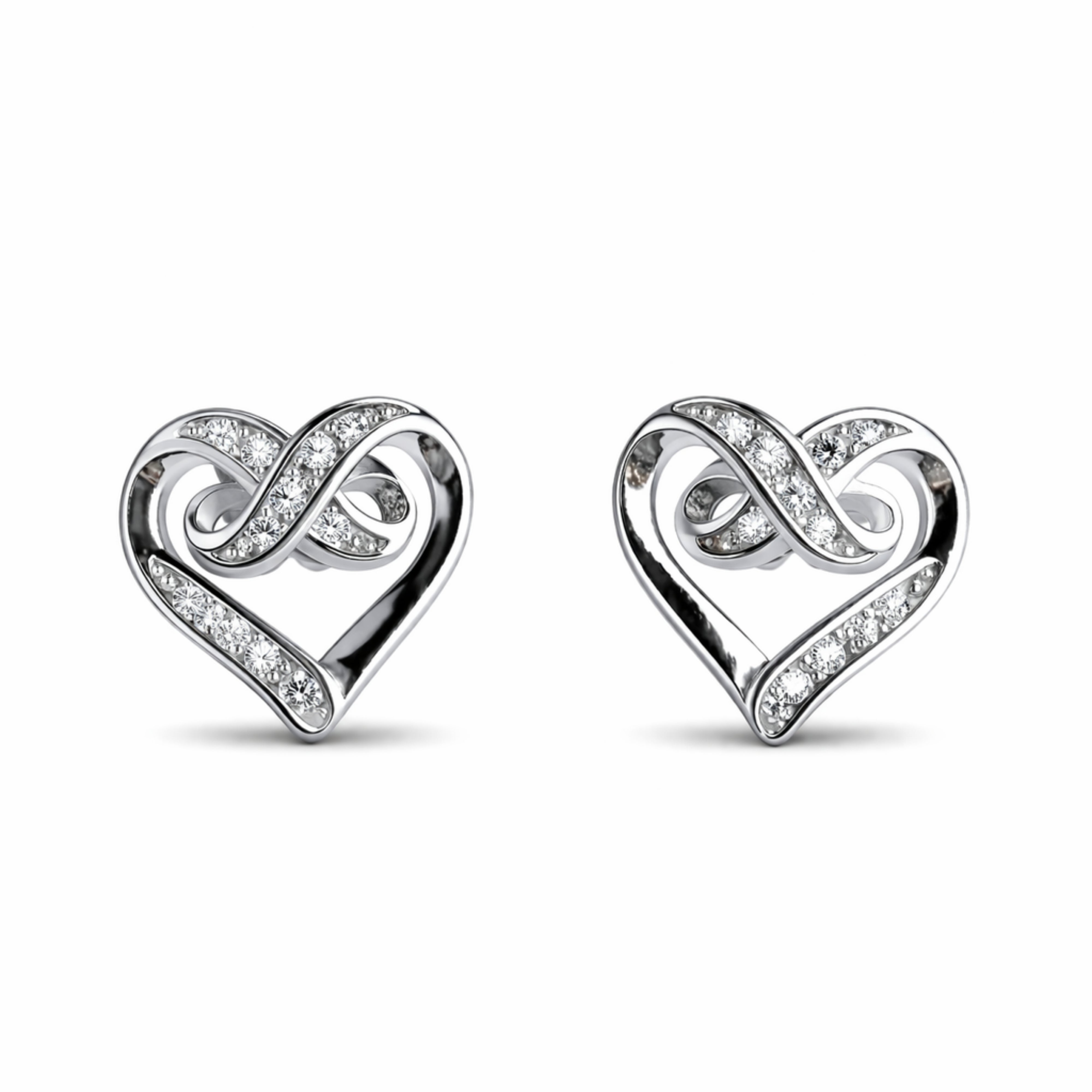 925 Sterling Silver Infinity Heart Stud