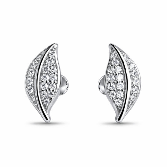925 Sterling Silver Dual Curve Leaf Stud