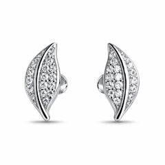 925 Sterling Silver Dual Curve Leaf Stud
