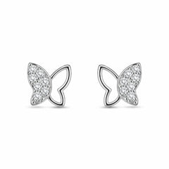 925 Sterling Silver Half Butterfly Open Wing Stud