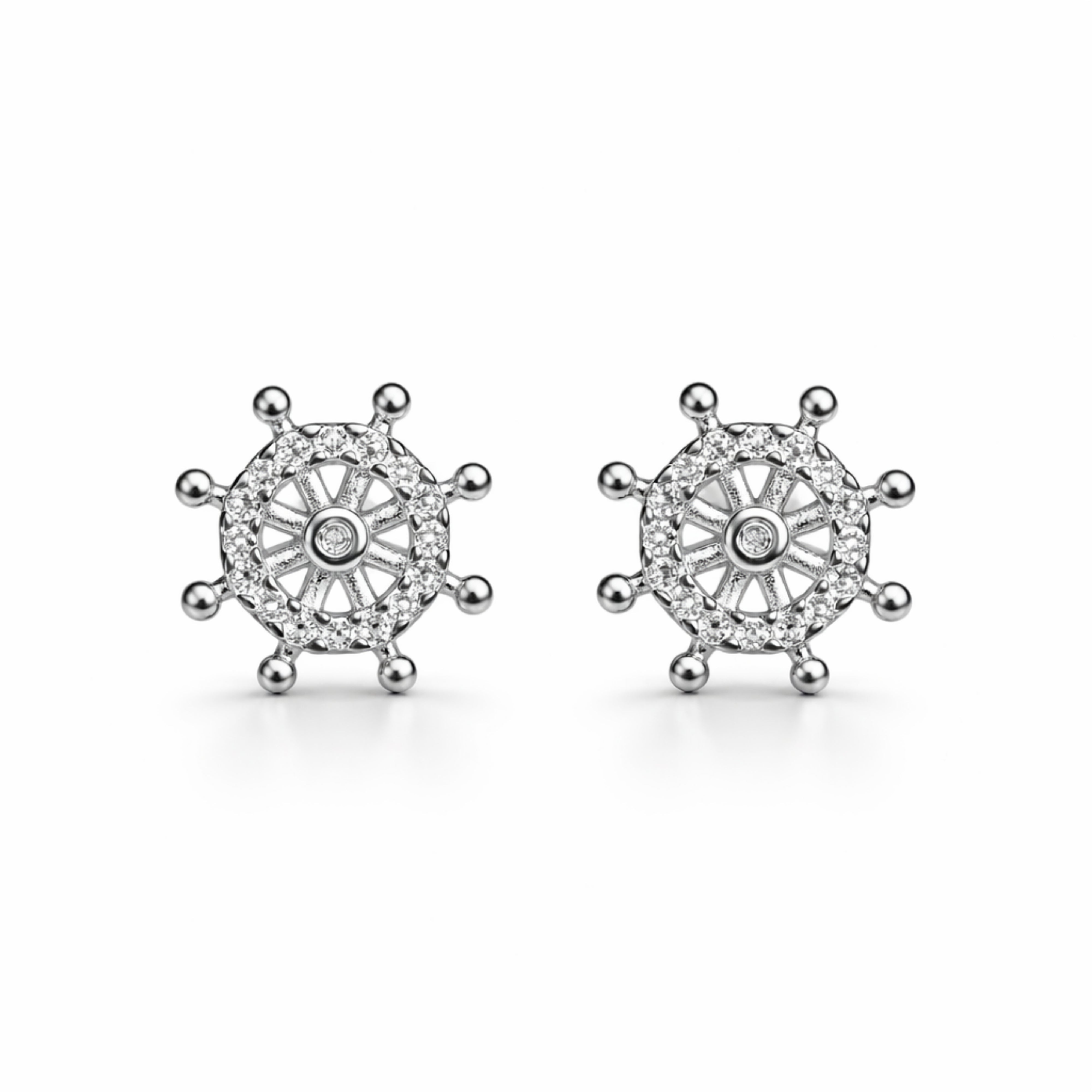 925 Sterling Silver Nautical Wheel Stud