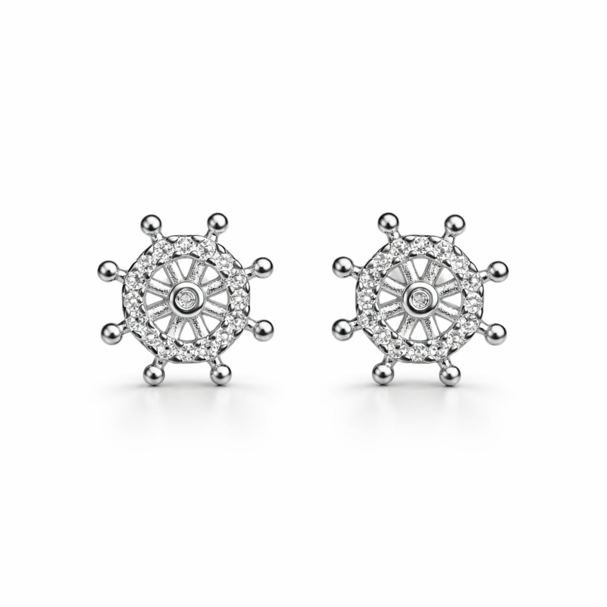 925 Sterling Silver Nautical Wheel Stud