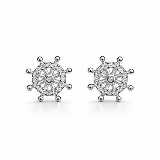 925 Sterling Silver Nautical Wheel Stud