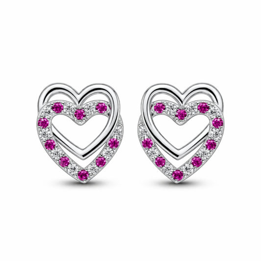925 Sterling Silver Double Heart Stud