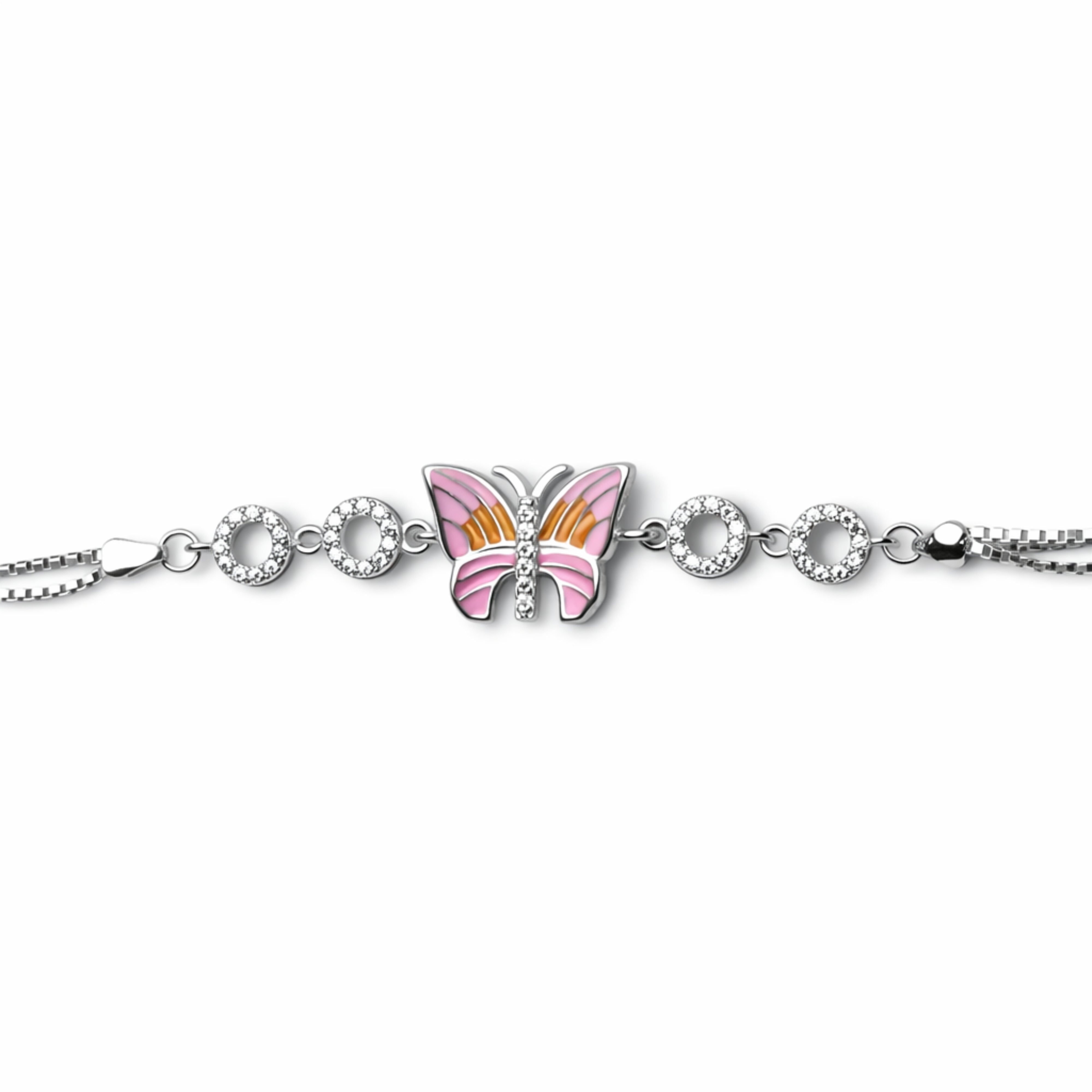 925 Sterling Silver Enamel Butterfly Adjustable Bracelet