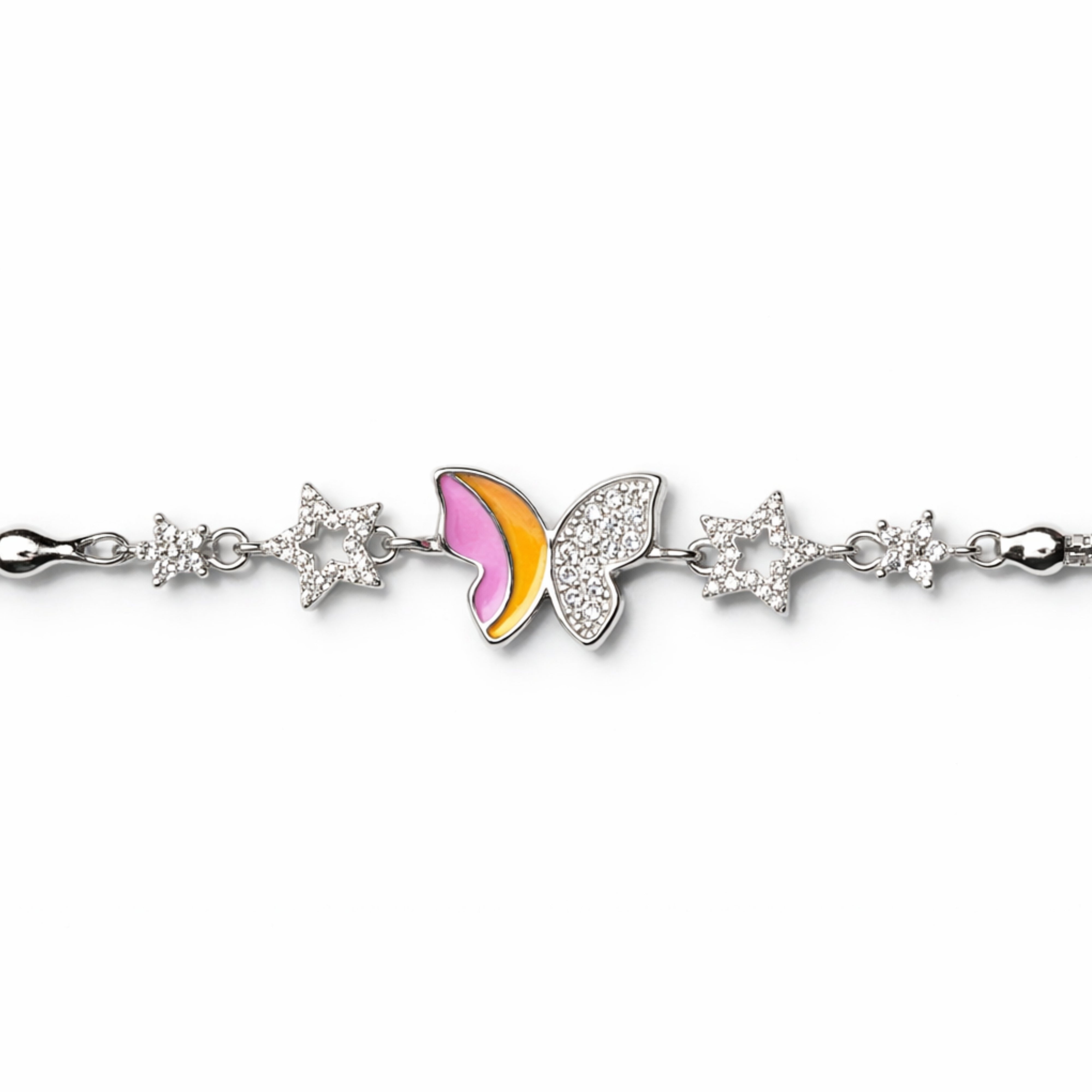 925 Sterling Silver Half Enamel Butterfly Bracelet