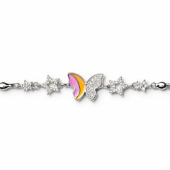 925 Sterling Silver Half Enamel Butterfly Bracelet