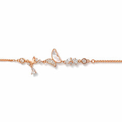 925 Sterling Silver Rose Gold Butterfly Charm Bracelet