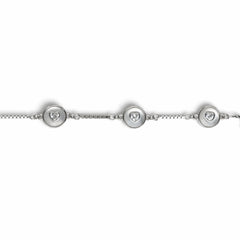925 Sterling Silver Heart Crystal Chain Bracelet