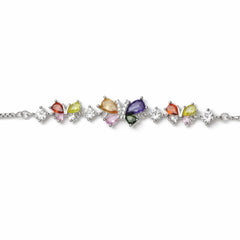 925 Sterling Silver Multicolor Butterfly Crystal Bracelet