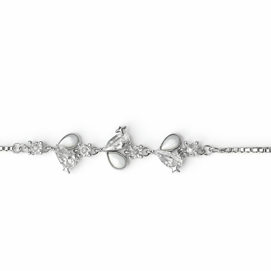 925 Sterling Silver White Crystal Butterfly Bracelet