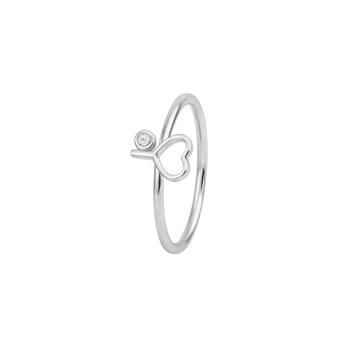 925 Sterling Silver Open Heart Solitaire Ring
