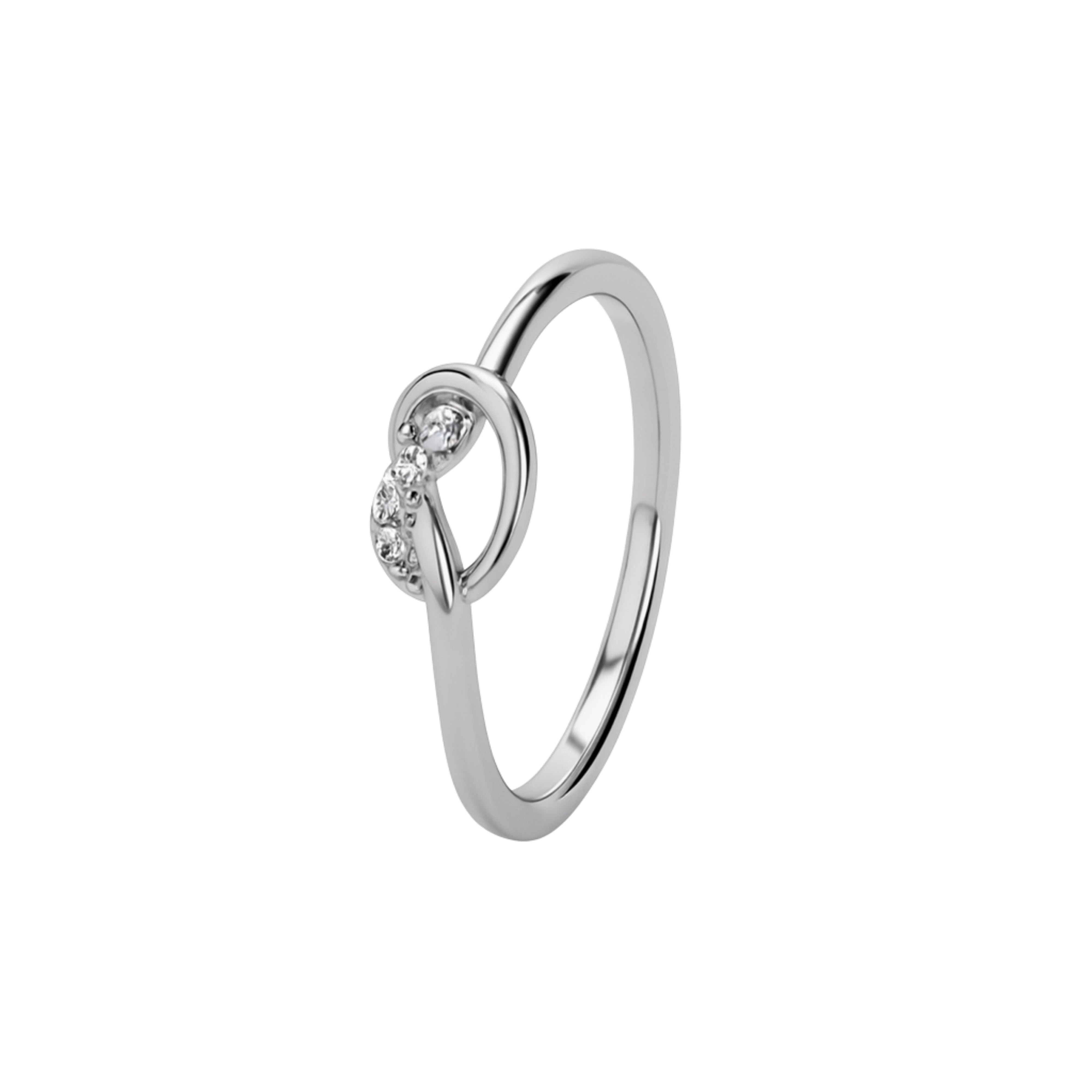 925 Sterling Silver Circular Twist Crystal Ring