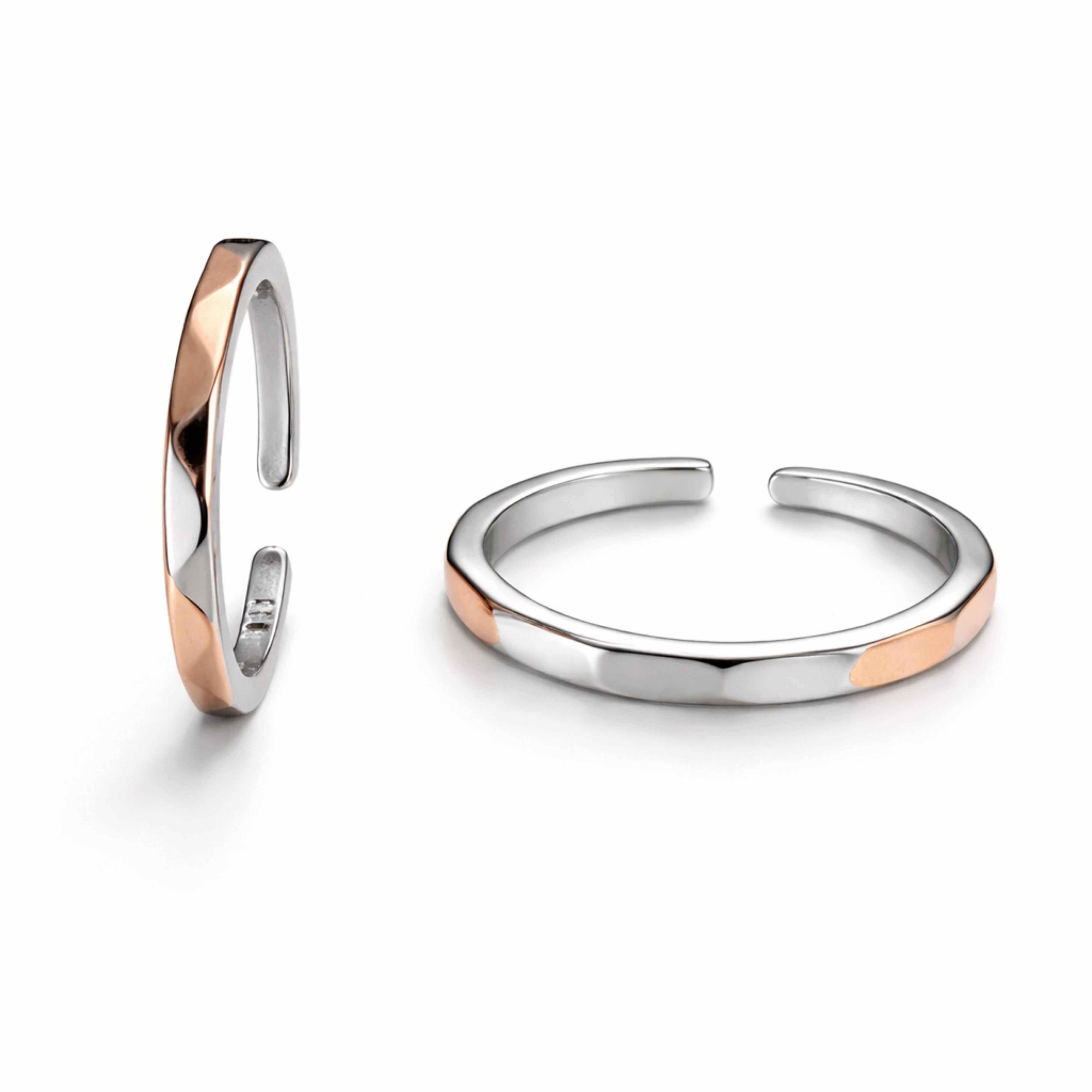 925 Sterling Silver Dual Tone Adjustable Ring