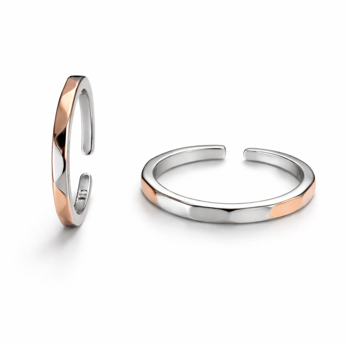 925 Sterling Silver Dual Tone Adjustable Ring