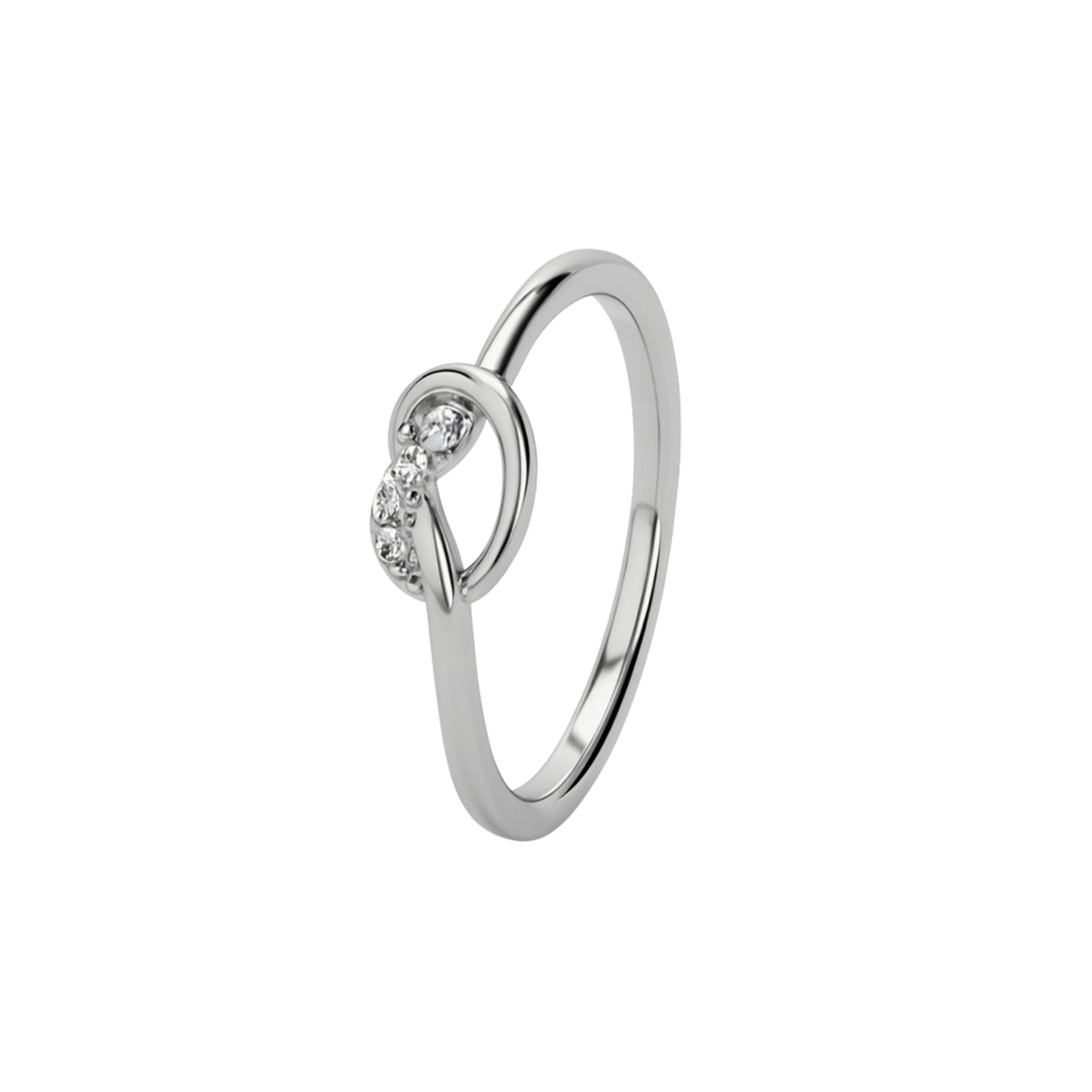 925 Sterling Silver Circular Twist Crystal Ring
